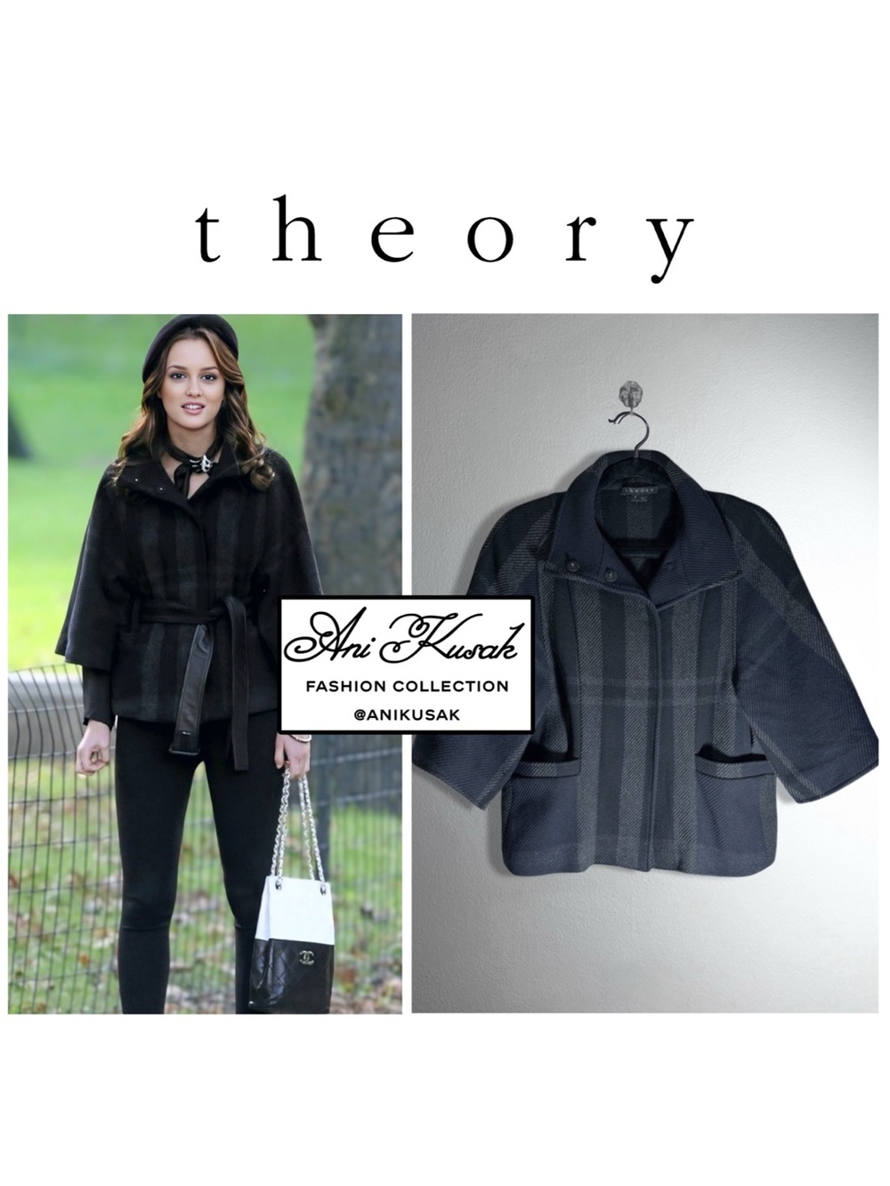 Theory Nivalis Wool Plaid Jacket ASO Blair Waldorf